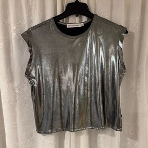 Rebecca Minkoff Women’s M Metallic Silver Sleeveless Festival Lightweight Top